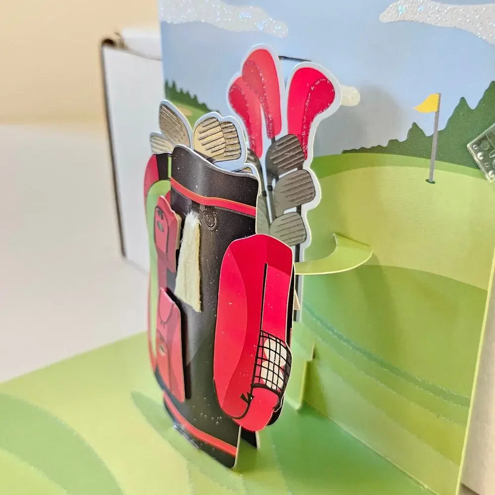 Golf Pop Up Greeting Card Father's Day Birthday Hole in One Mothers Day